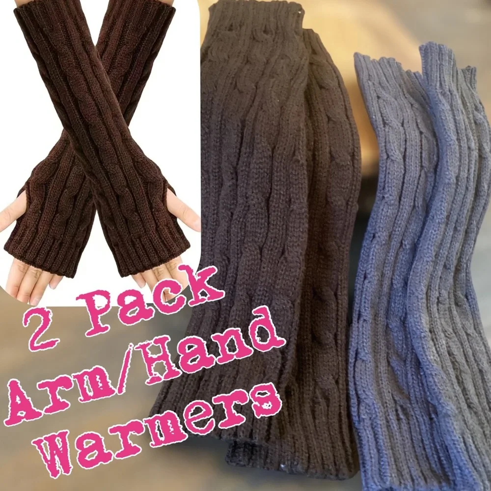 🌸BACK IN!! 2 PAIR 12” Cable Knit Hand/Arm Warmers